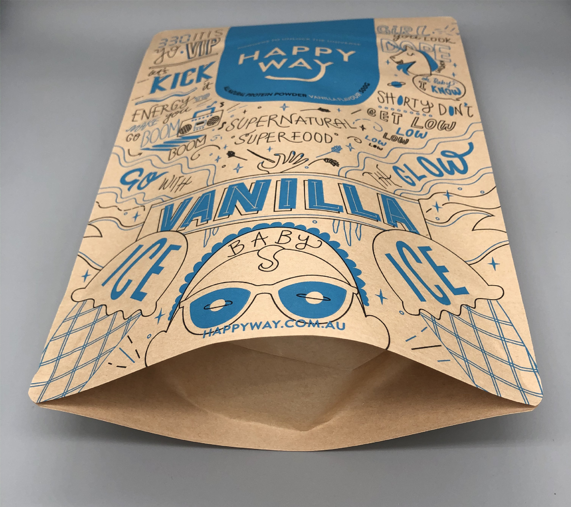 Degradable kraft paper nut food packaging bag PLA full biodegradable packaging bag E